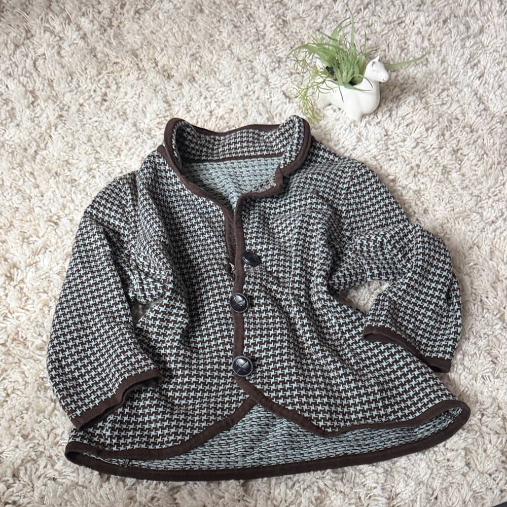 Christopher & Banks Houndstooth Jacket with Brown Accents